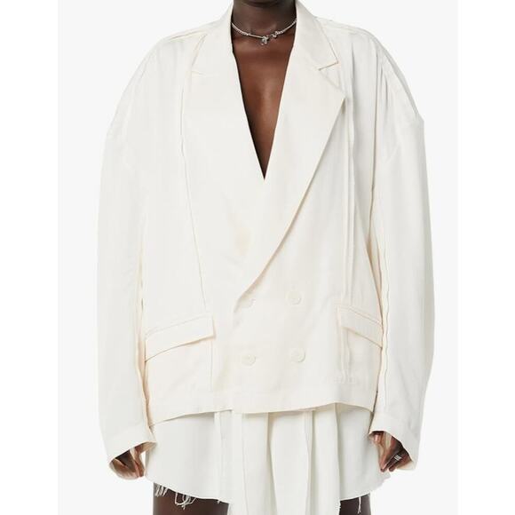Maison Blanche Inside Out Oversized Jacket Blazer Cream Pink Sz 4 Men‎ M Women L - Picture 5 of 15